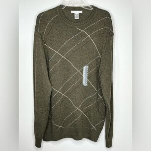 Geoffrey Beene Men's Crew Neck Long Sleeve‎ Green Sweater Men's Sz. 2XL